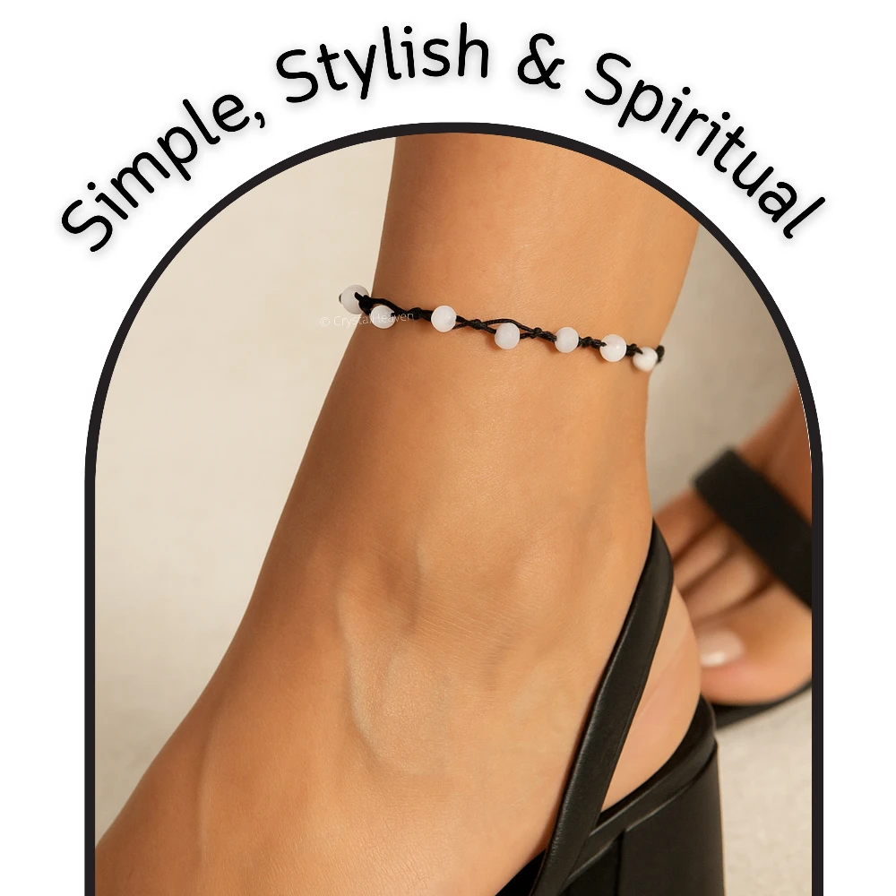 Rainbow Moonstone Anklet (Hand Knotted)