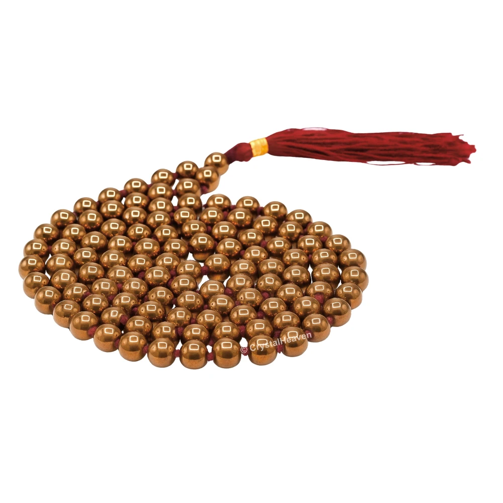 Copper Hematite Japa Mala (Hand Knotted)