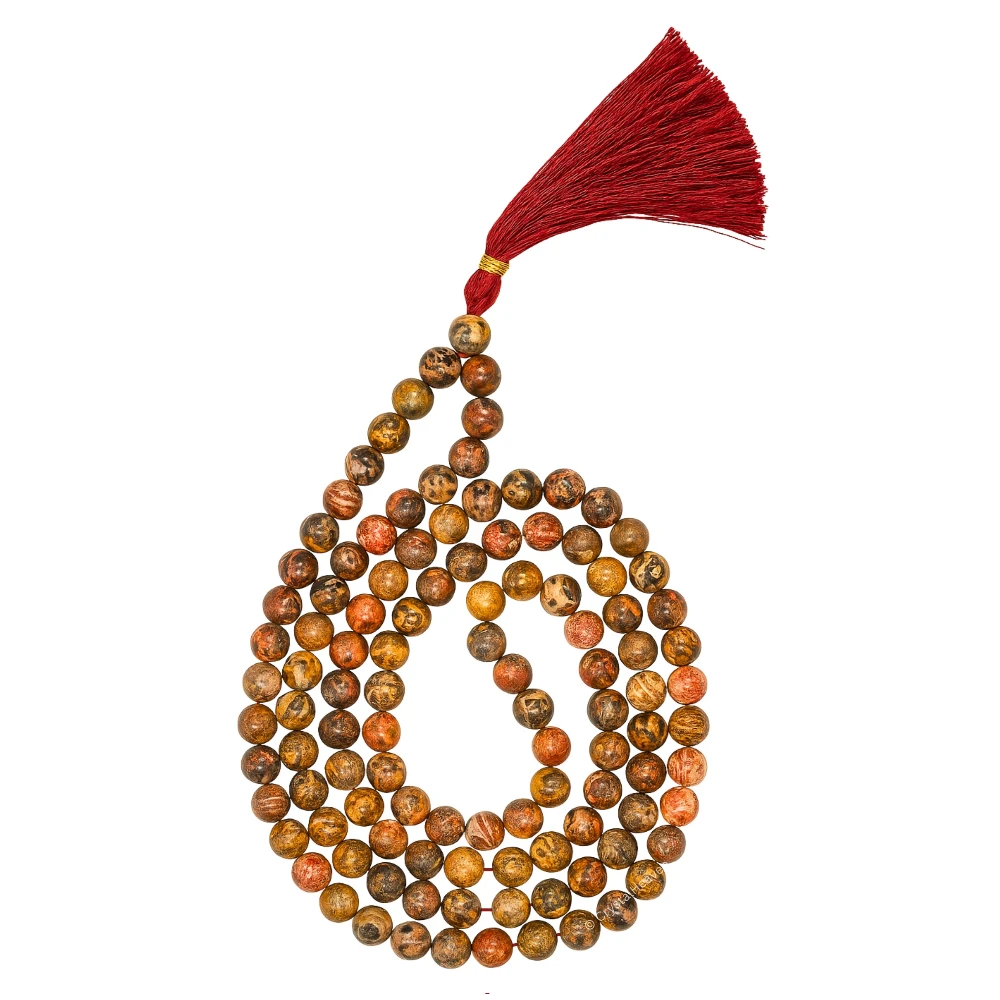 Leopard Jasper Japa Mala (Without Knot)