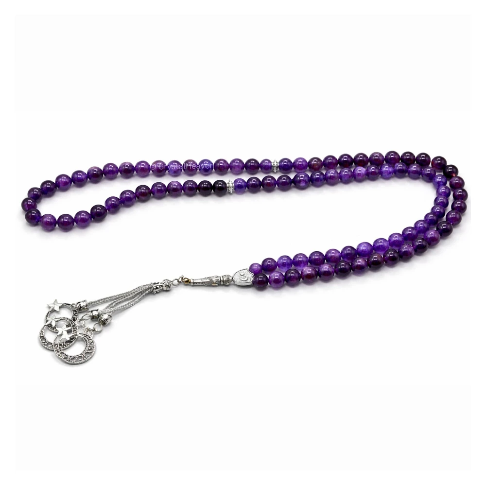 Amethyst Crystal Tasbih (Silver)