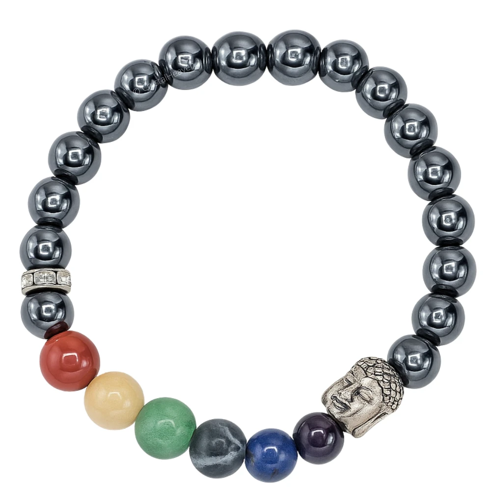 Hematite Chakra with Buddha Bracelet (Elastic)