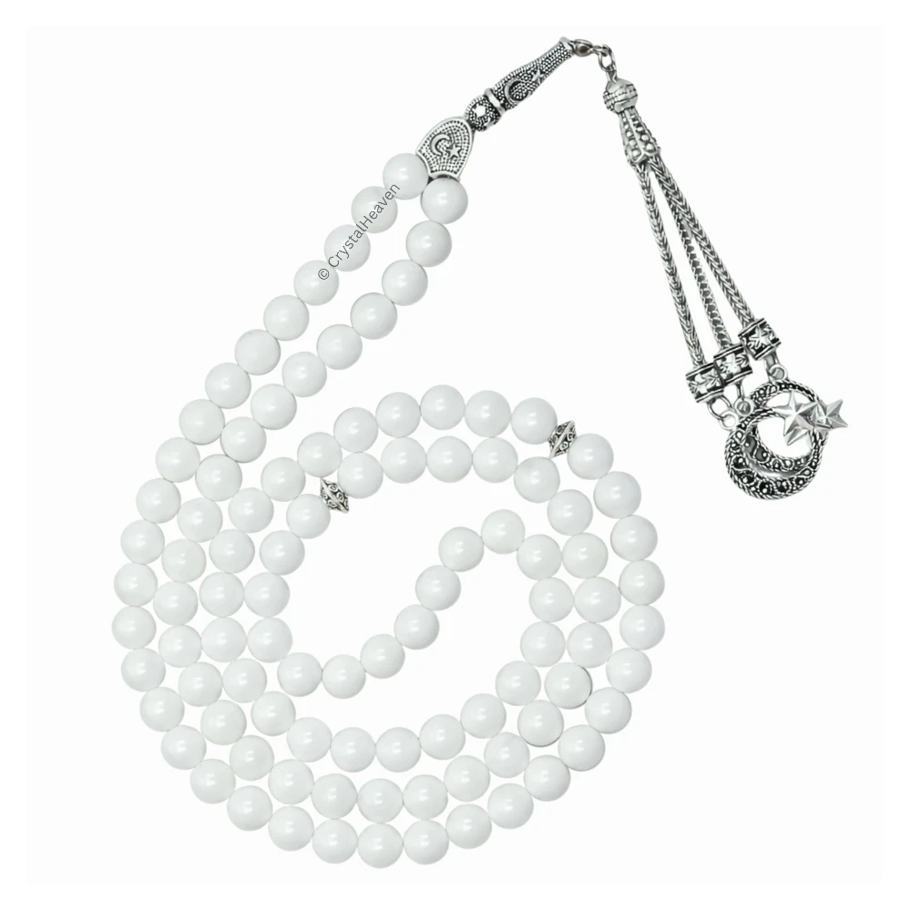 Mother of Pearl Crystal Tasbih (Silver)