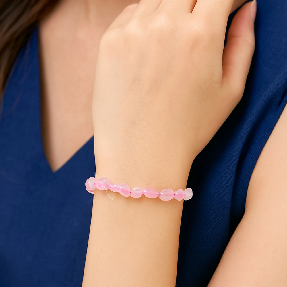 Rose Quartz Tumbled Bracelet (Elastic)
