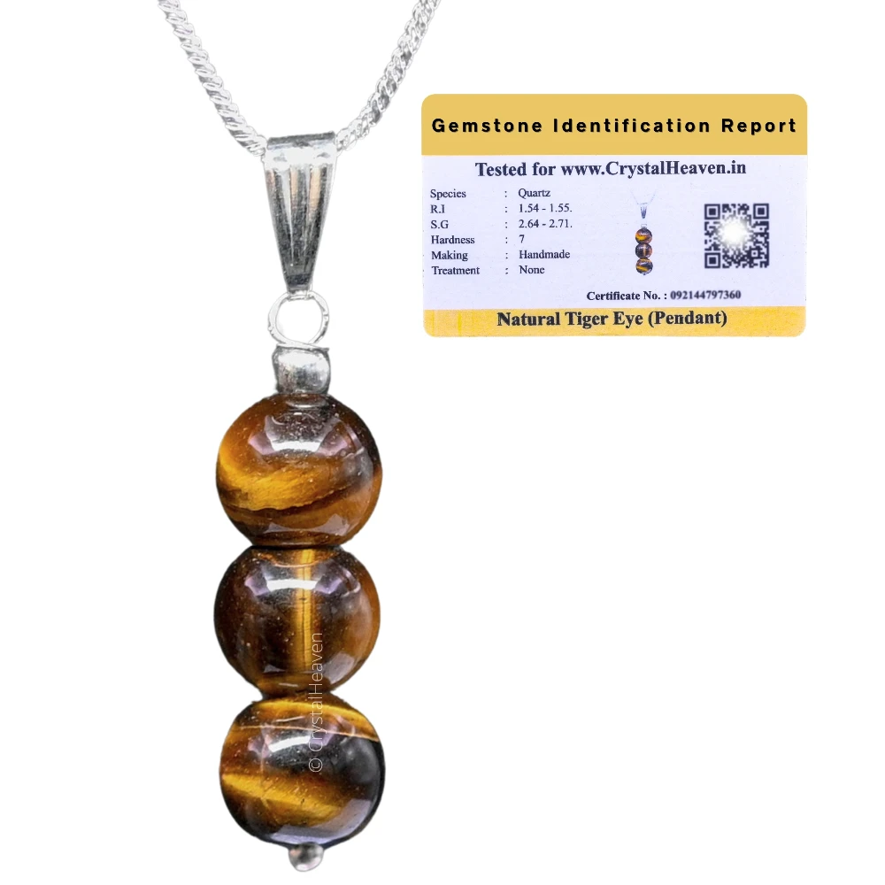 Tiger Eye Crystal Bead Necklace (Silver)