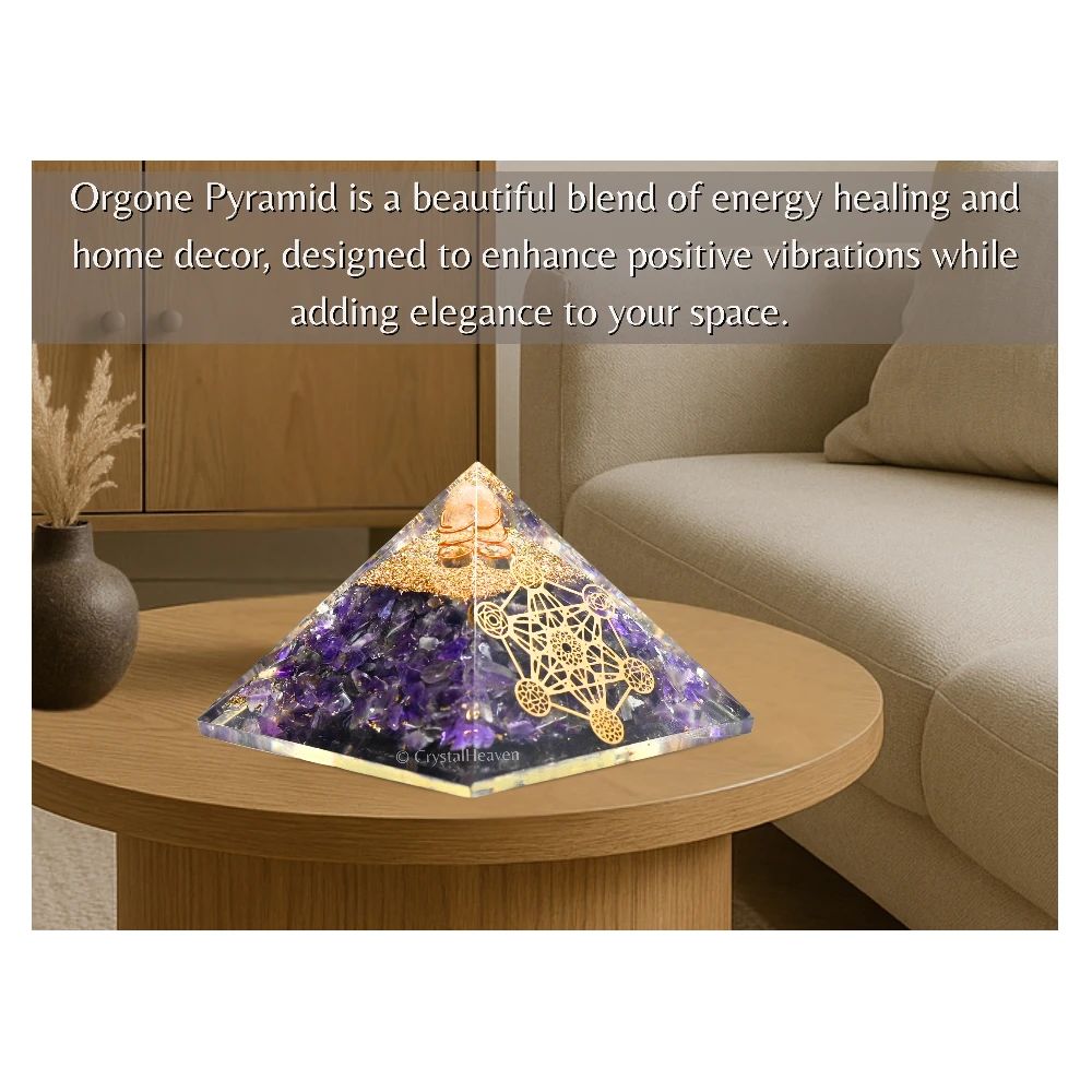 Amethyst Orgone Pyramid (Chakra Metatron cube)