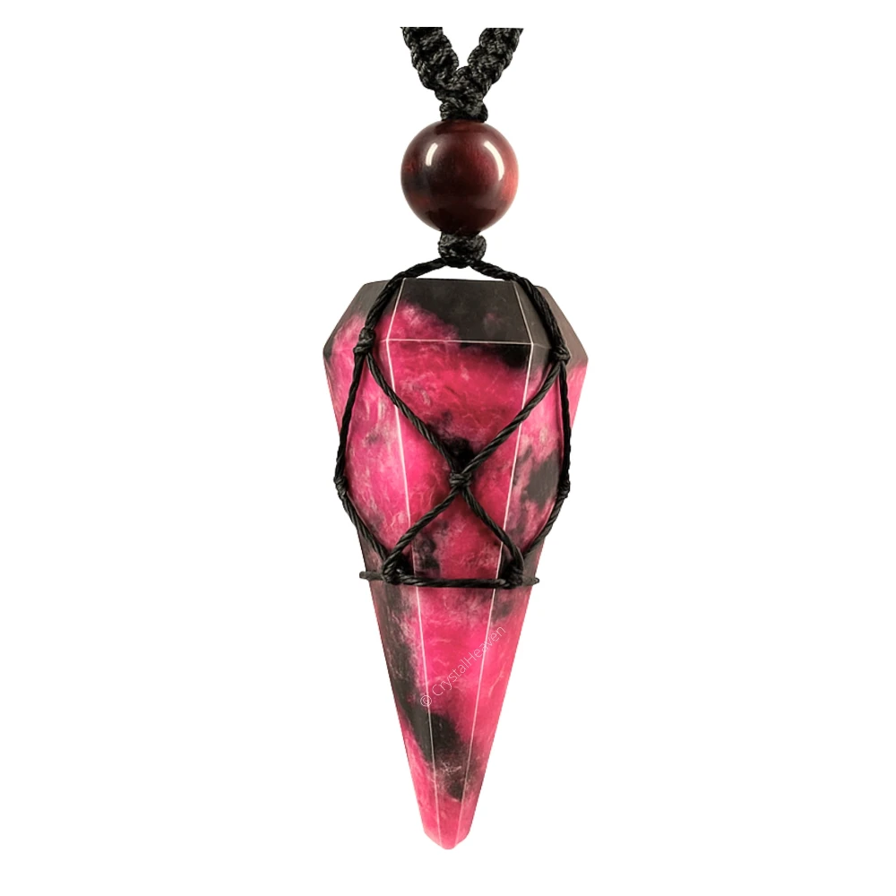 Rhodonite Pendulum Pendant Necklace (Macrame)