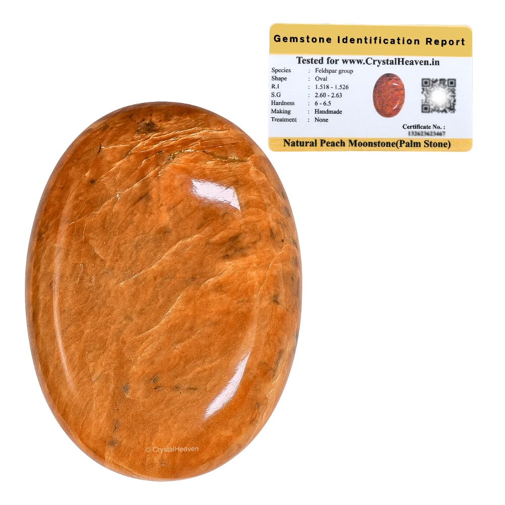 Peach Moonstone Palm Stone