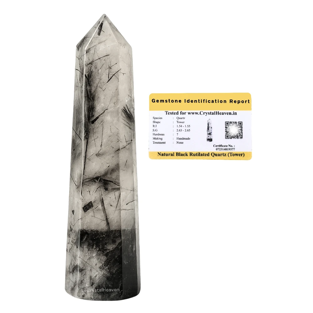 Black Rutilated Quartz Crystal Tower (3" to 4" inch)
