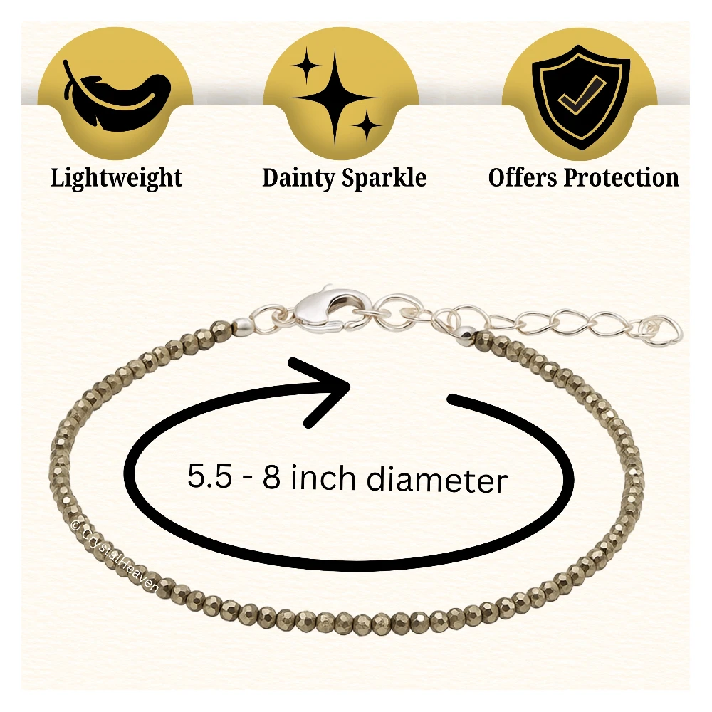 Pyrite Bracelets - 2mm Faceted Beads (Silver)