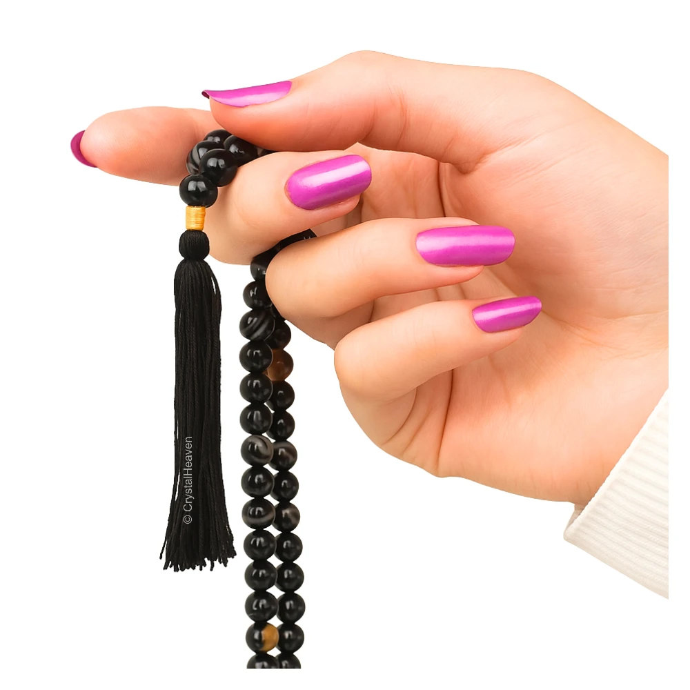 Black Sulemani Hakik Japa Mala (Without Knot)