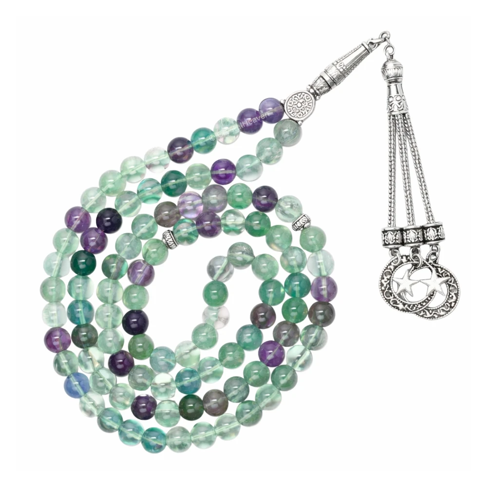 Multi Fluorite Crystal Tasbih (Silver)