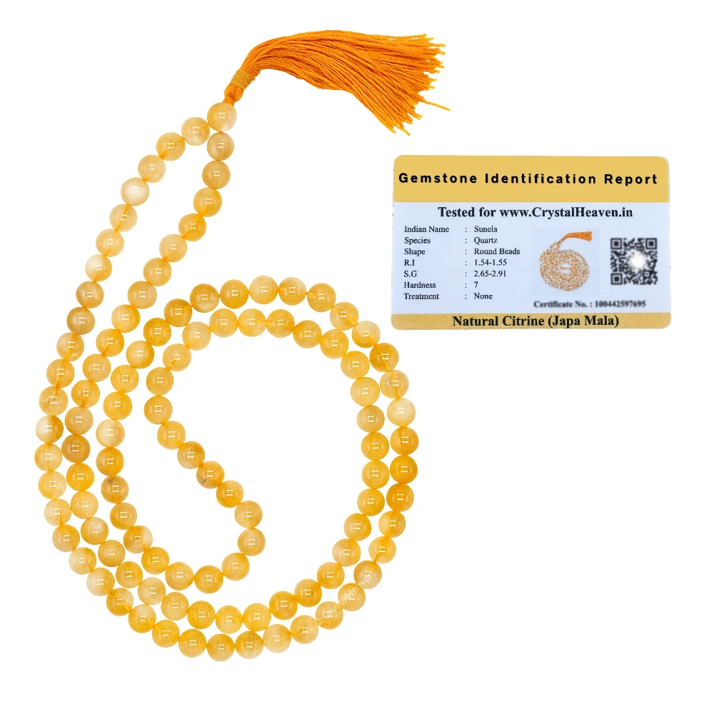 Citrine Japa Mala (Without Knot)
