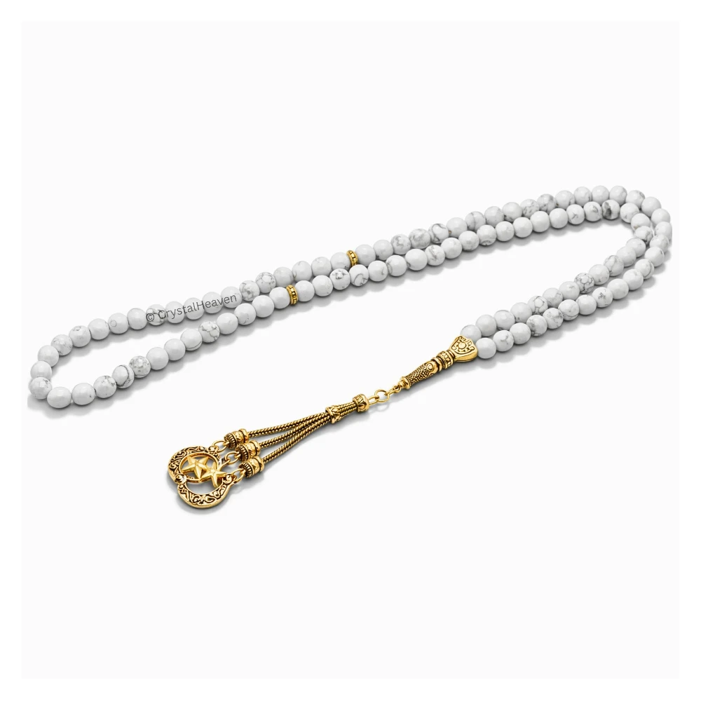 Howlite Crystal Tasbih (Gold)