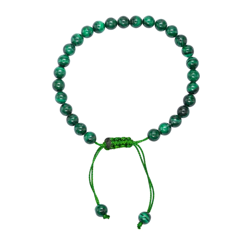 Malachite Healing Crystal Bracelets - 6mm Beads (Adjustable)