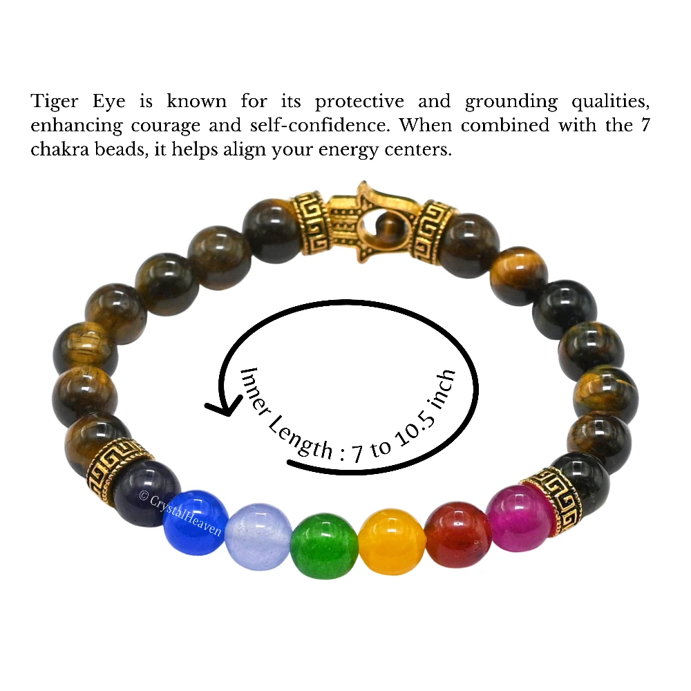 Tiger eye Chakra with Hamsa Bracelet (Elastic)