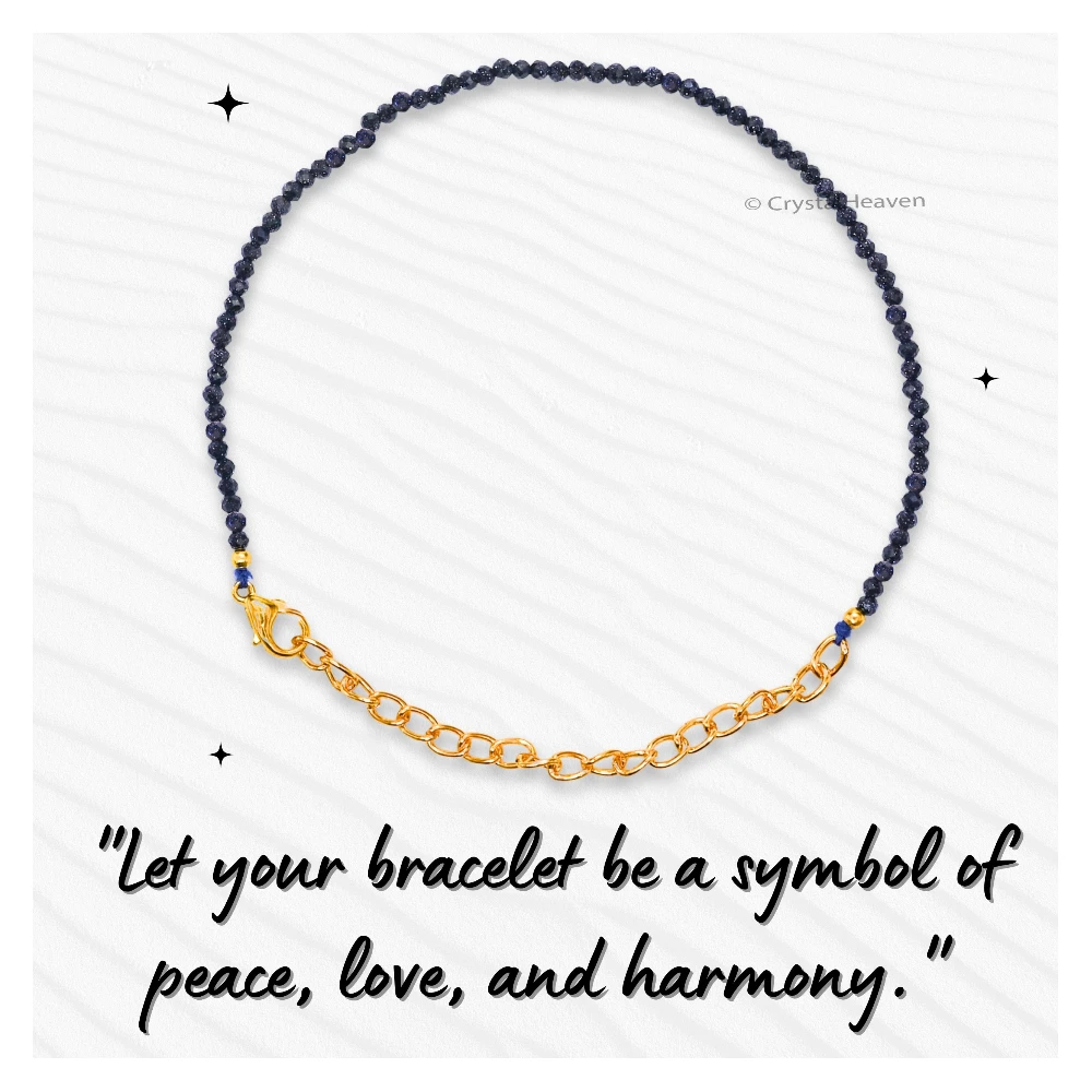 Blue Sunstone Dyed Bracelets - 2mm Faceted Beads (Gold)