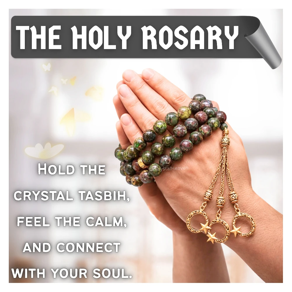 Dragon Bloodstone Crystal Tasbih (Gold)