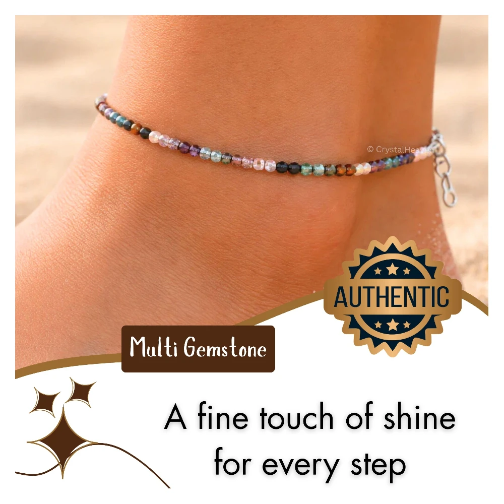 Mix Disco Anklet - 2mm Faceted Beads (Silver)