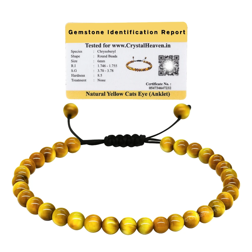 Yellow Cats Eye Anklet (Without Knot)