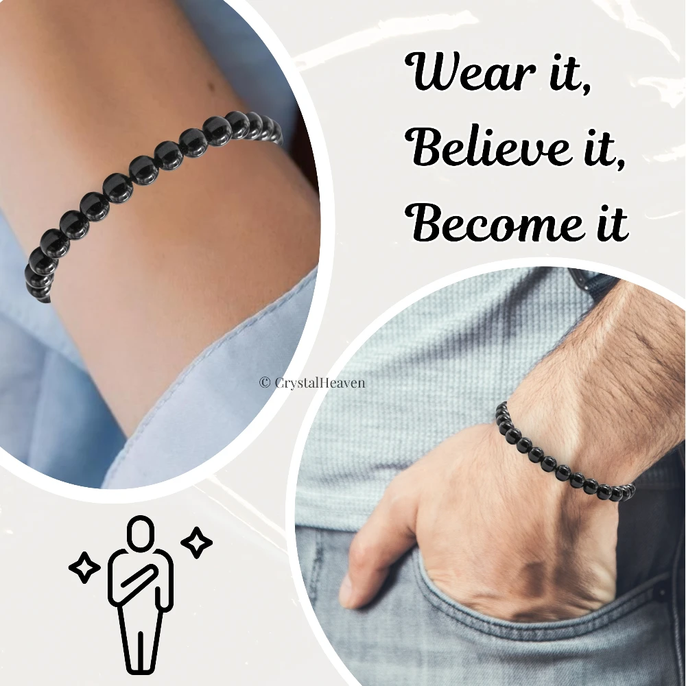 Black Obsidian Healing Crystal Bracelets - 6mm Beads (Adjustable)