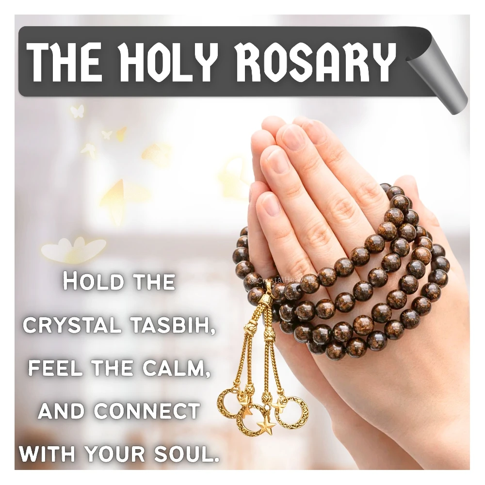 Bronzite Crystal Tasbih (Gold)