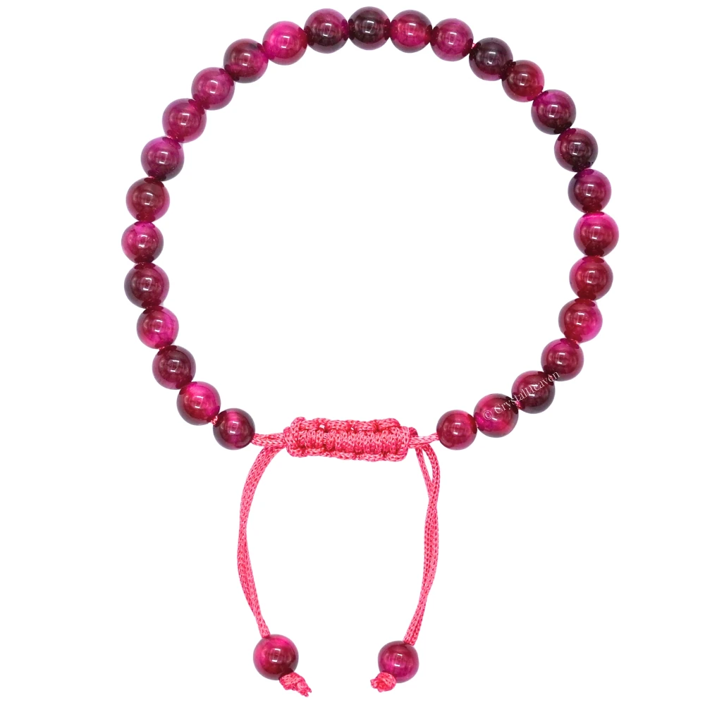 Pink Tiger Eye Healing Crystal Bracelets - 6mm Beads (Adjustable)