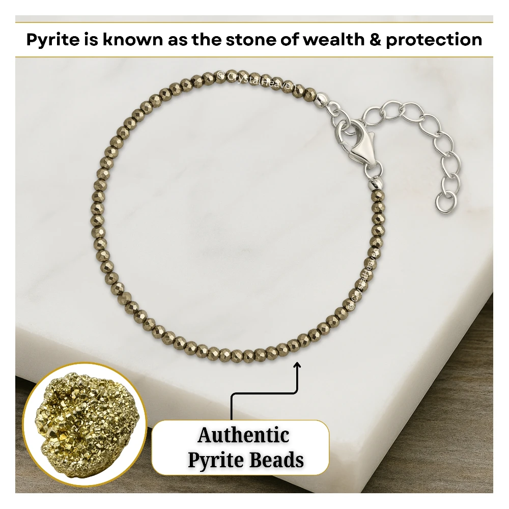 Pyrite Anklet - 2mm Faceted Bead (Silver)