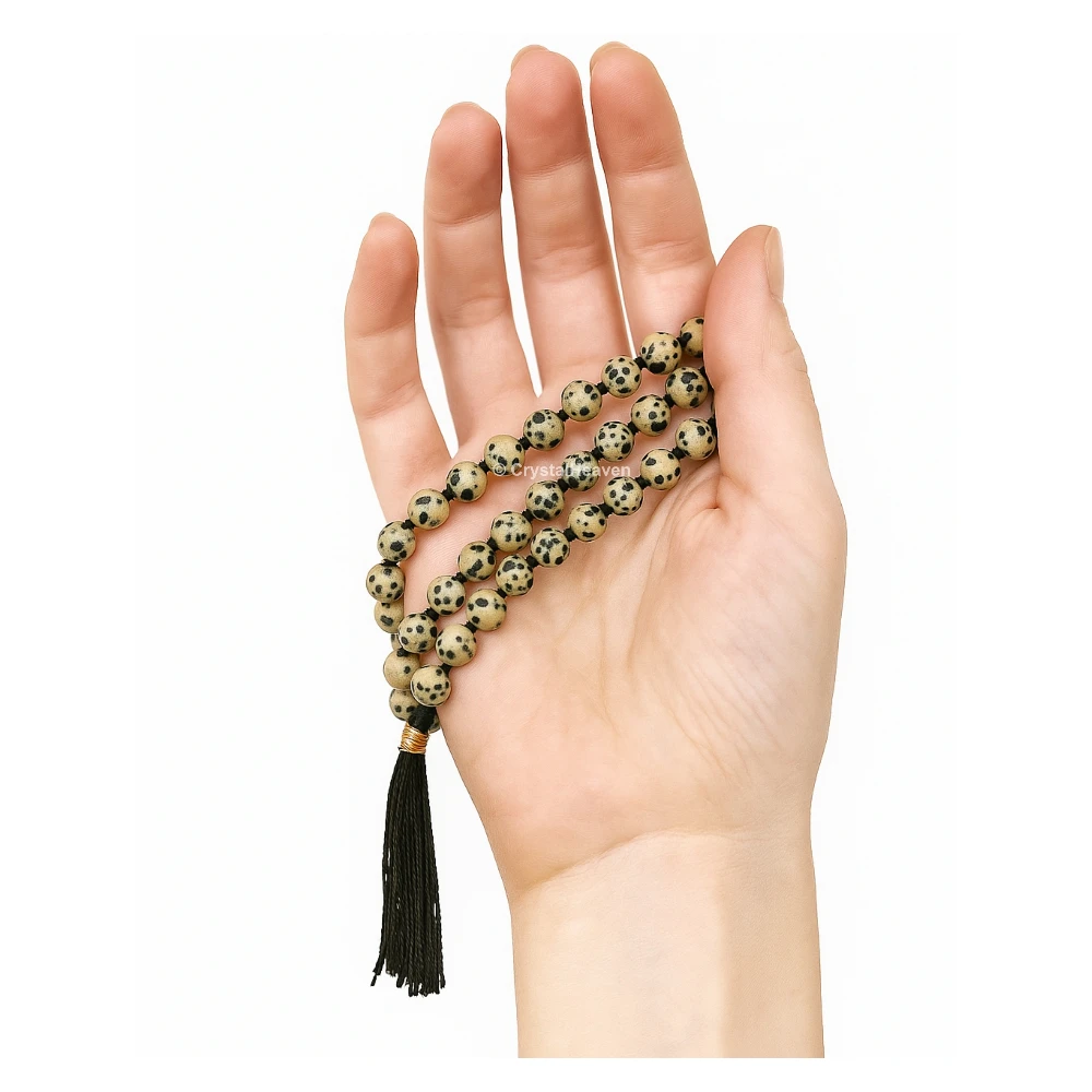 Dalmatian Jasper Japa Mala (Hand Knotted)