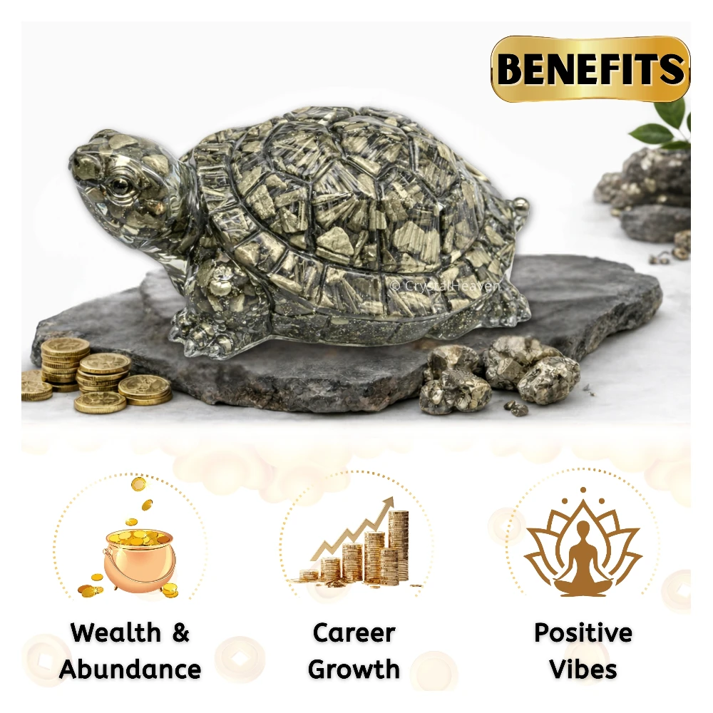Natural Pyrite Tortoise Kachhua - 5.5 Inch Large