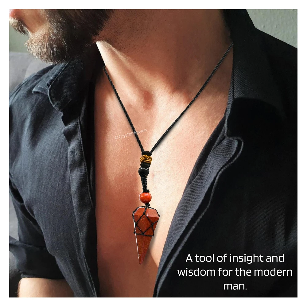 Red Jasper Pendulum Pendant Necklace (Macrame)