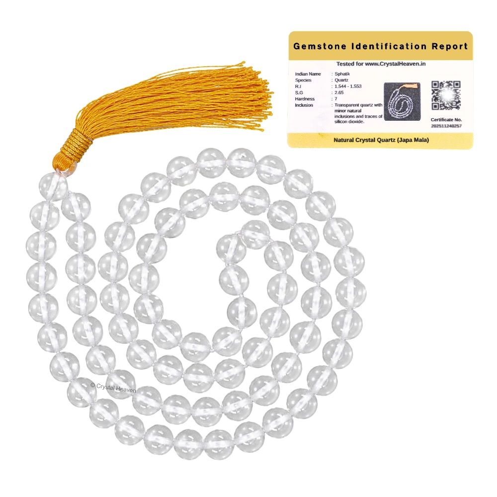 Sphatik Mala - AB Grade 108 Beads (8mm) (Without Knot)