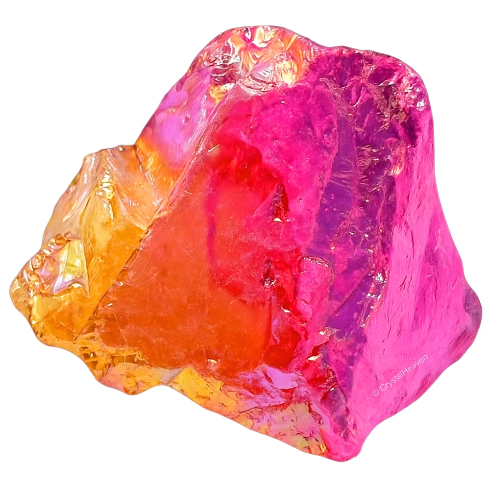 Raw Rose-Tangerine Aura Quartz Crystals (2 Pieces)
