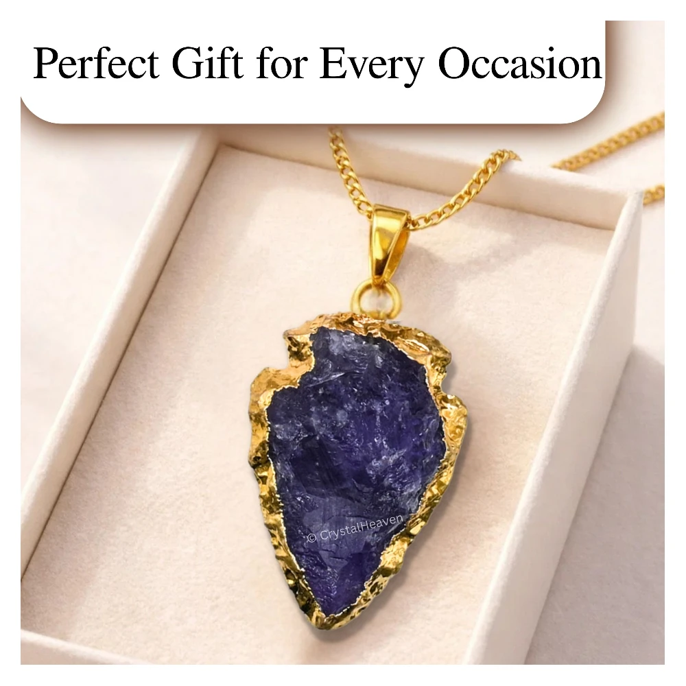 Amethyst Arrow Head Pendant - Gold Plated