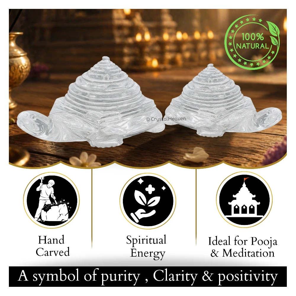 Sphatik Shree Yantra with Tortoise (30-50 Gram)