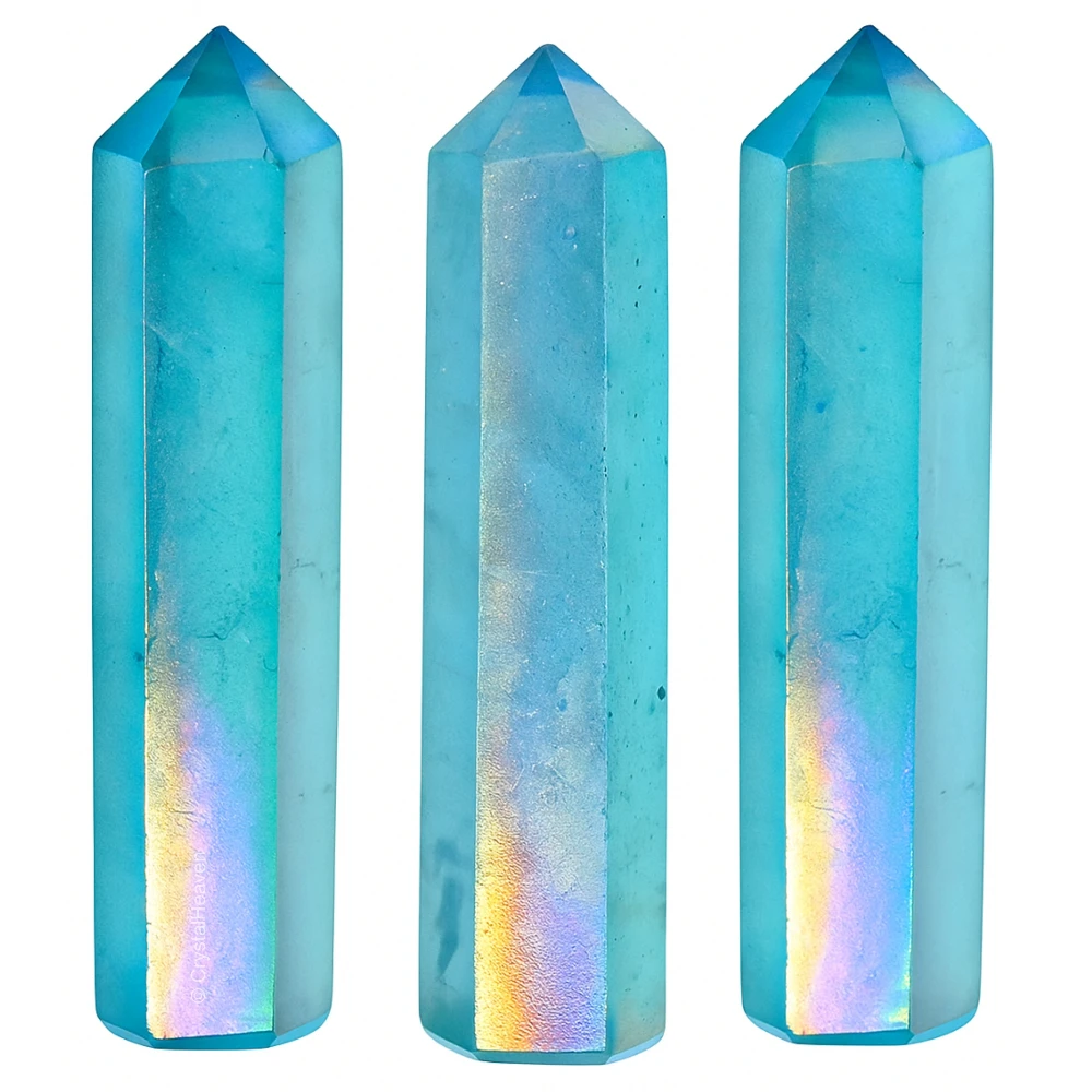 Aqua Aura Quartz Pencil Points (Set of 50)