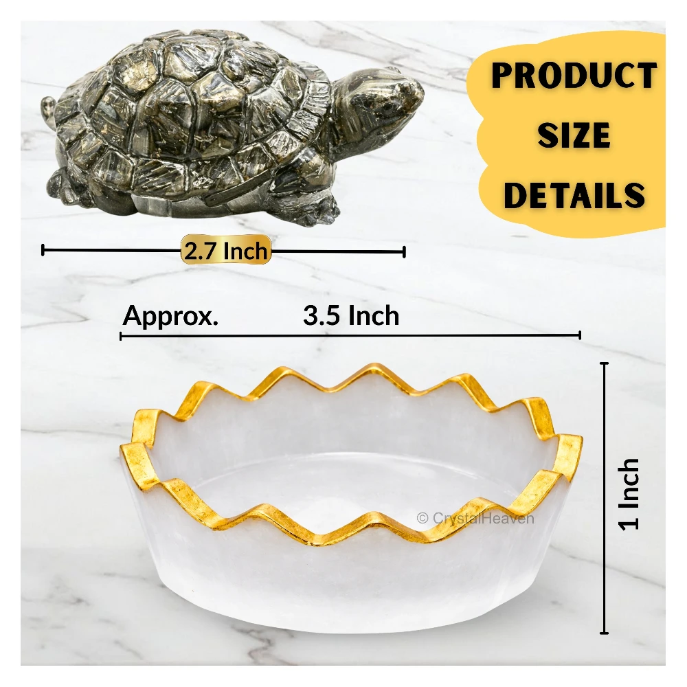 Pyrite Tortoise Kachhua with Selenite (Bowl)