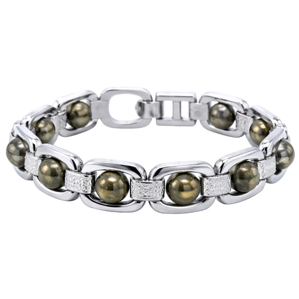 Pyrite Bracelet - Premium Silver Chain