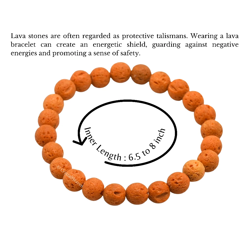 Orange Lava Stone Bracelet (Elastic)