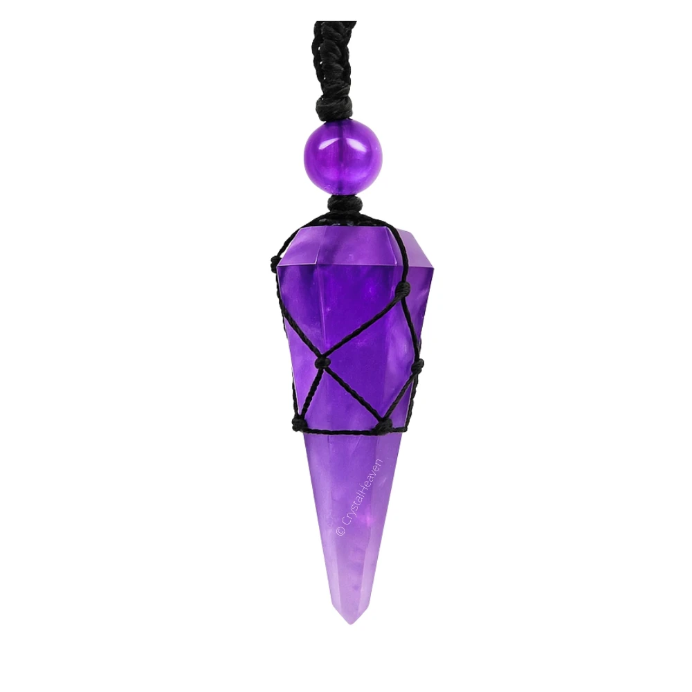 Amethyst Pendulum Pendant Necklace (Macrame)