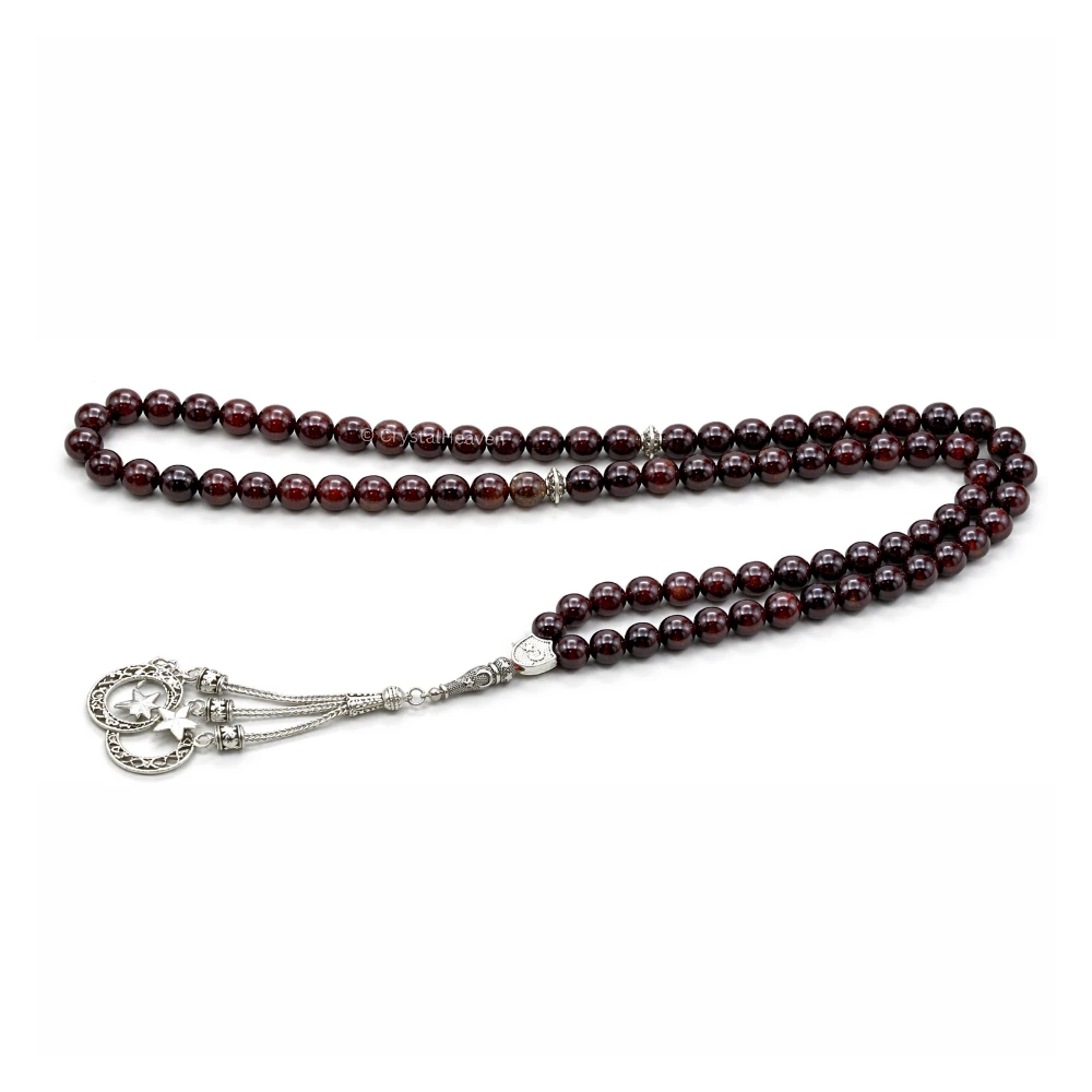 Garnet Crystal Tasbih (Silver)