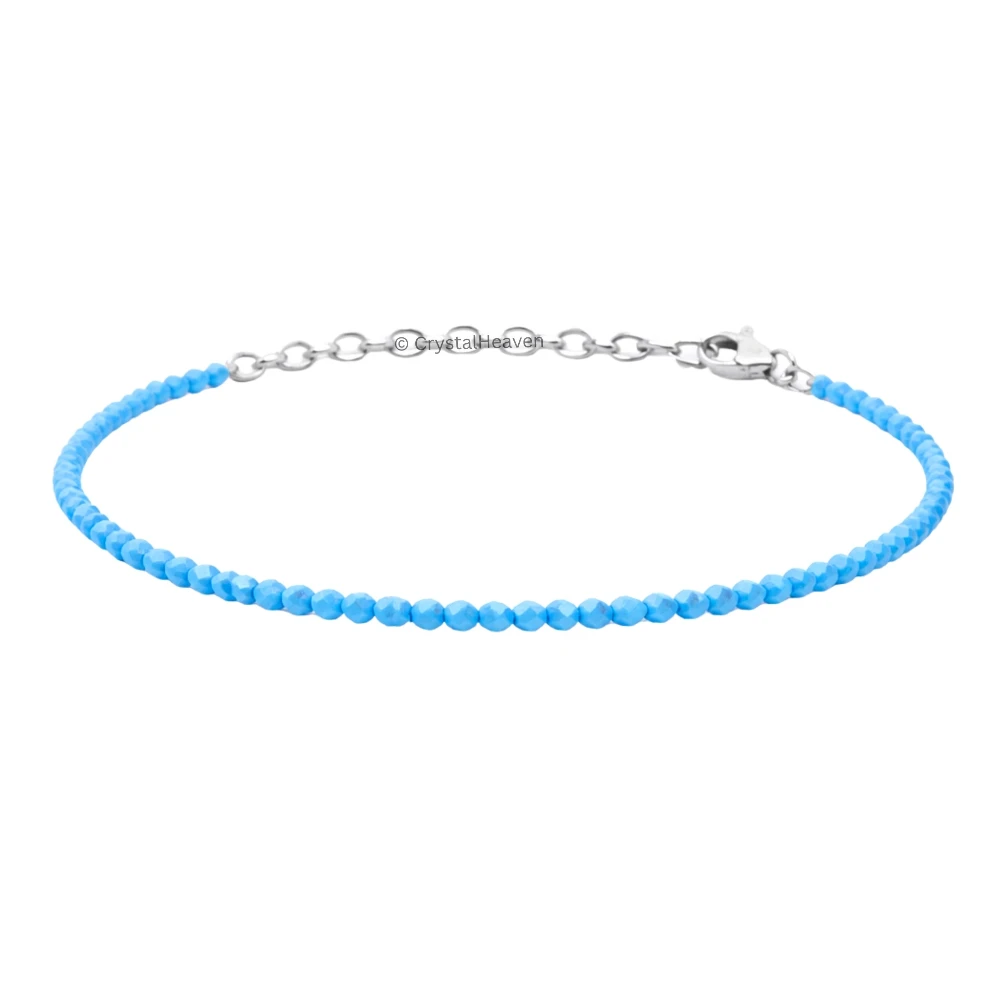 Turquoise Bracelets - 2mm Faceted Beads (Silver)