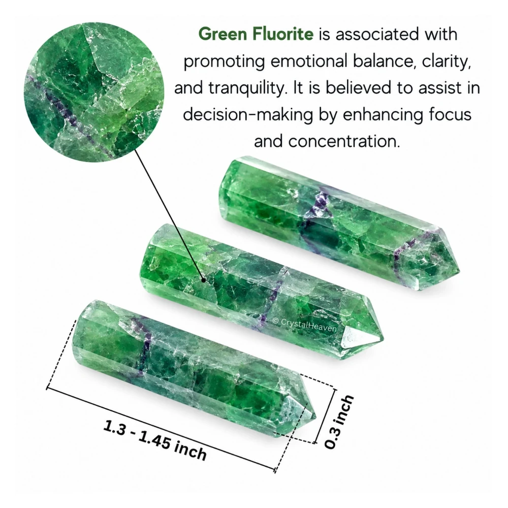 Green Fluorite Pencil Points (Set of 50)