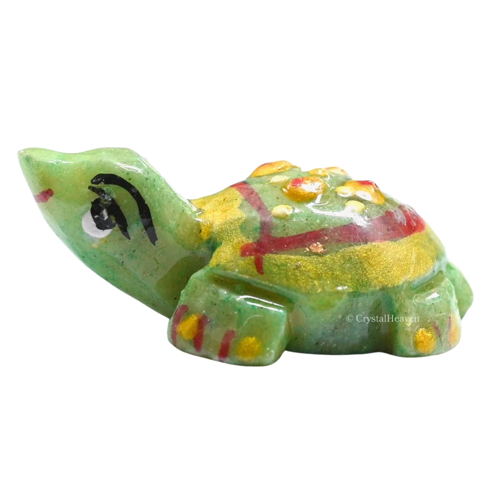 Green Aventurine Crystal Gemstone Hand Painted Tortoise (1-1.5 Inch)