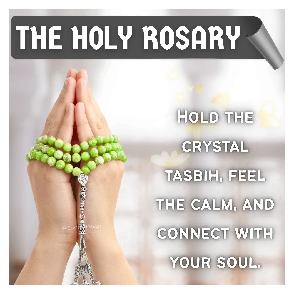 Green Turquoise Crystal Tasbih (Silver)