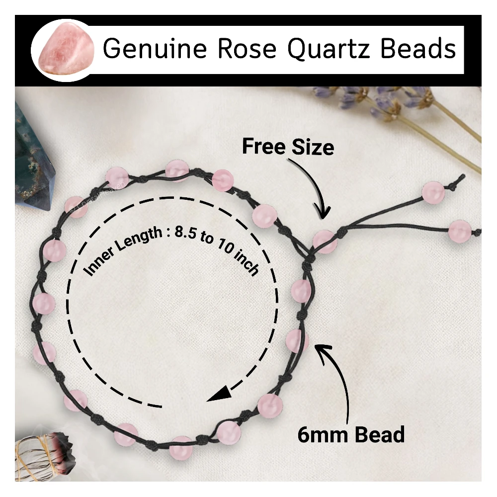 Rose Quartz Anklet (Hand Knotted)