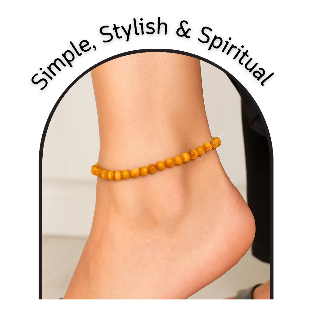 Yellow Cats Eye Anklet (Without Knot)