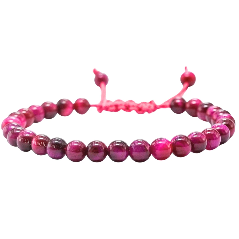 Pink Tiger Eye Healing Crystal Bracelets - 6mm Beads (Adjustable)