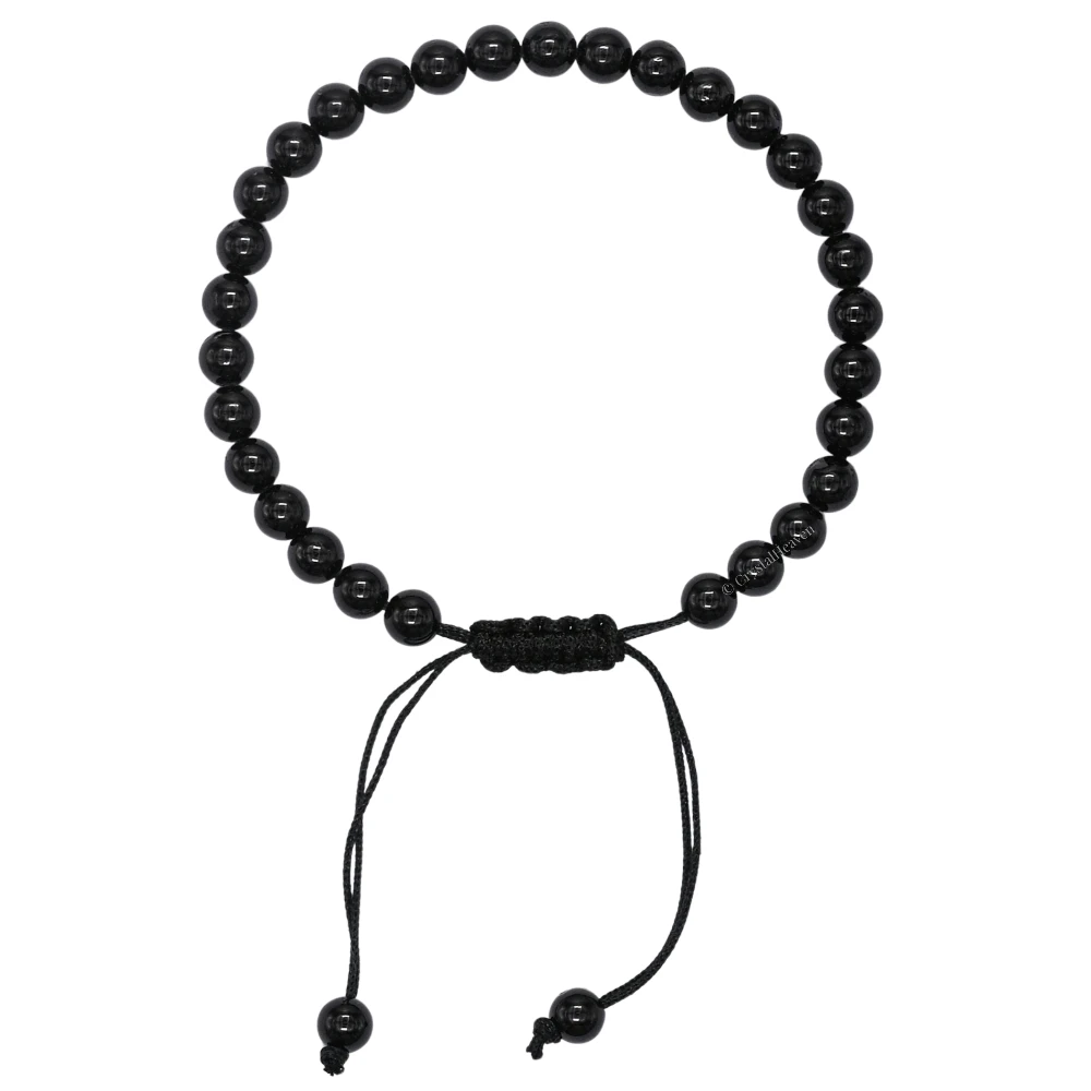 Black Tourmaline Healing Crystal Bracelets - 6mm Beads (Adjustable)