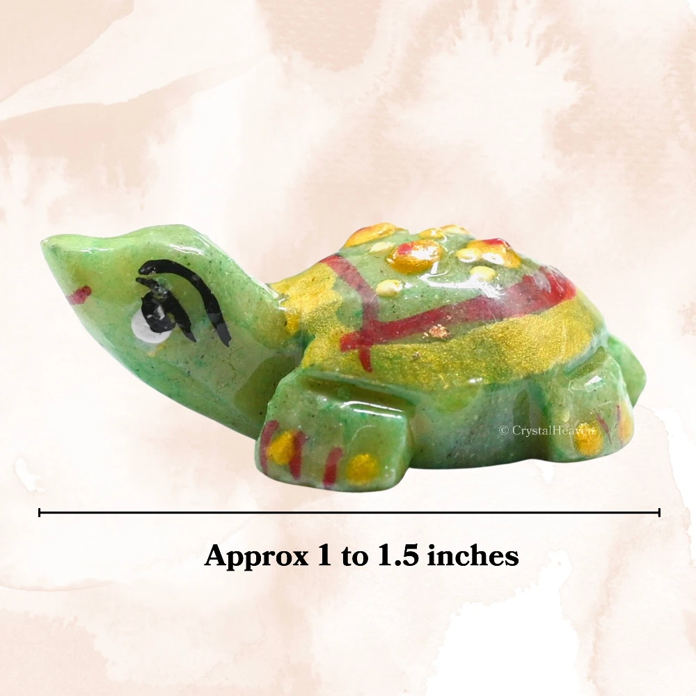 Green Aventurine Crystal Gemstone Hand Painted Tortoise (1-1.5 Inch)