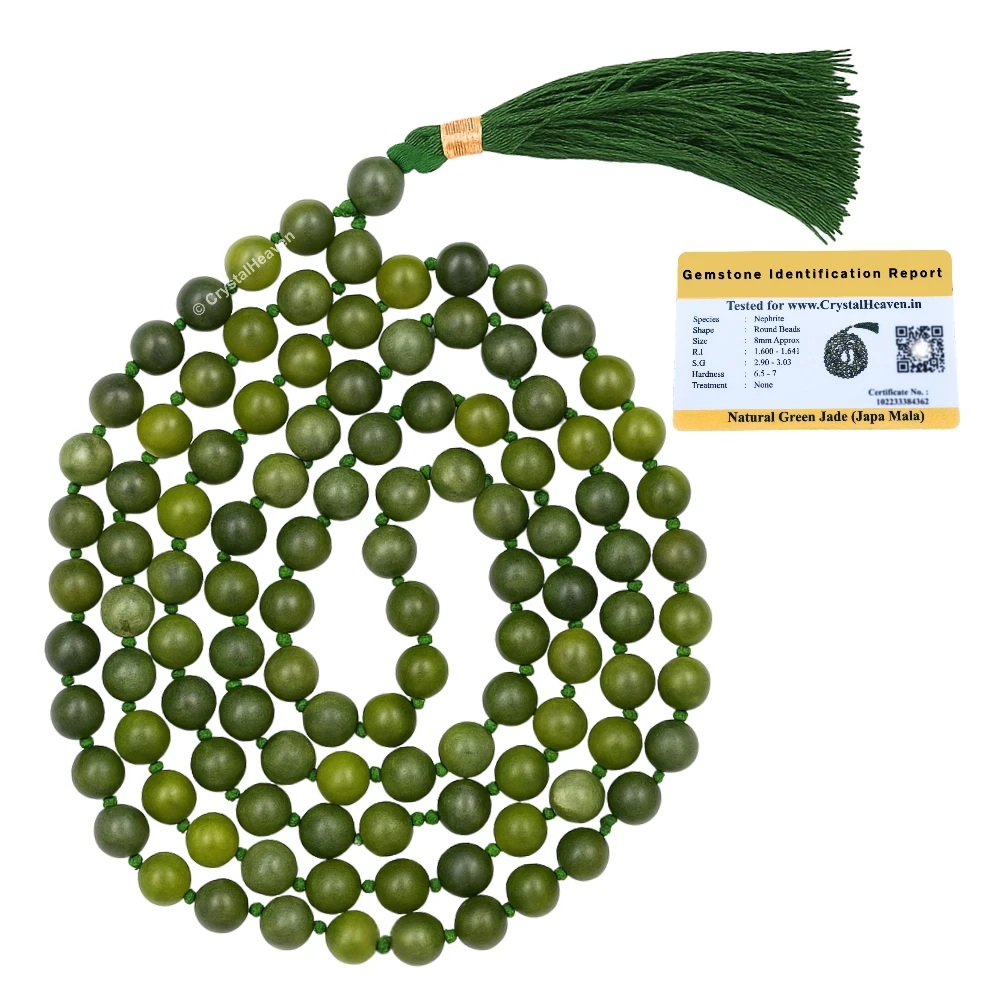 Green Jade Japa Mala (Hand Knotted)